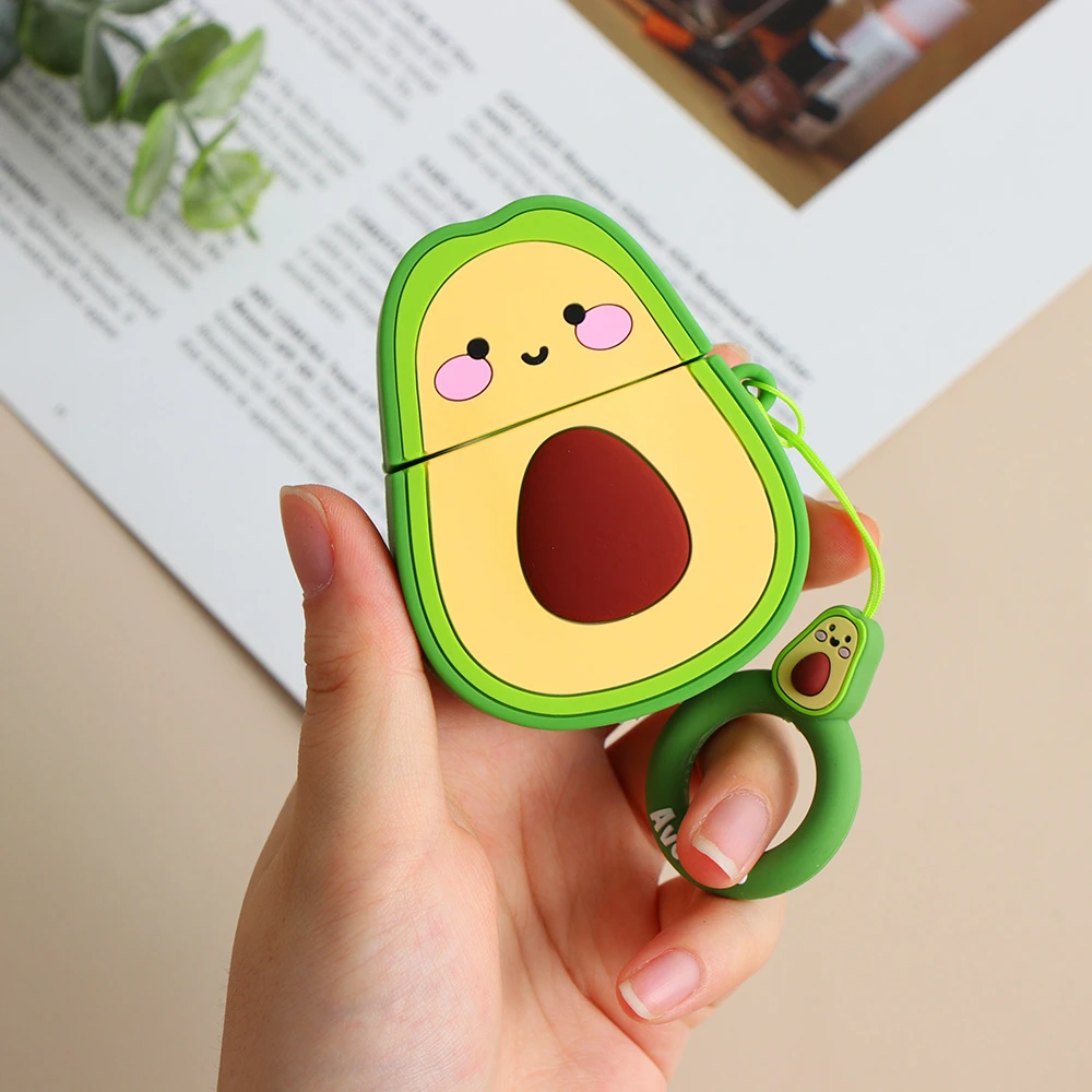 Силиконовый чехол для AirPod с милыми мультяшными фруктами авокадо персик клубника