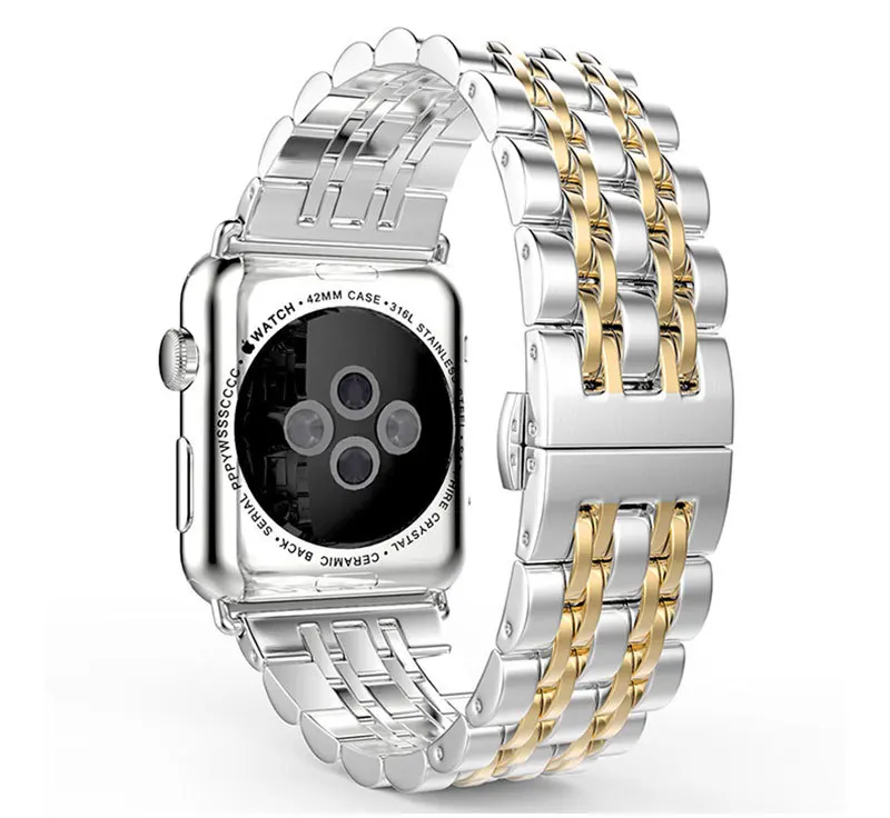 Ремешок для Apple Watch 4 3 2 ремешок металлический браслет из нержавеющей стали для iWatch ремешок 42 мм 38 мм 4 полосы 44 мм 40 мм ремешки
