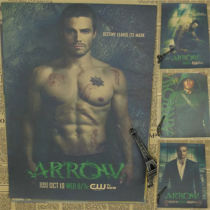 Настенная Наклейка Зеленая Стрелка винтажный постер Ретро Оливер Квин постеры