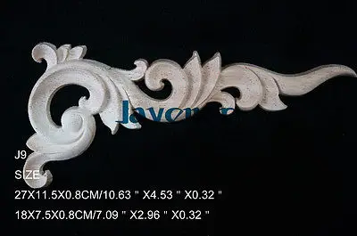 

J9- 27x11.5x0.8cm Wood Carved Corner Onlay Applique Unpainted Frame Door Decal Working carpenter Flower