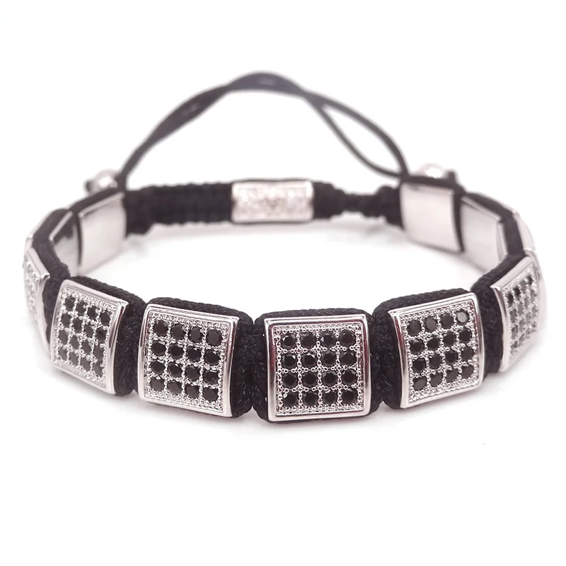 Новый брендовый модный квадратный браслет микро-браслет с фианитами мужские и