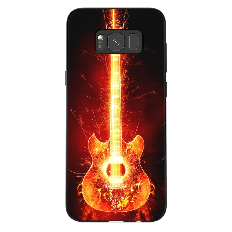 Mobile Phone Case For Samsung M10 M20 M30 M40 S6 S7 Edge S8 S9 S10 S10E Plus Note 8 9 Cover Guitar Blue Music Electric Bass | Мобильные