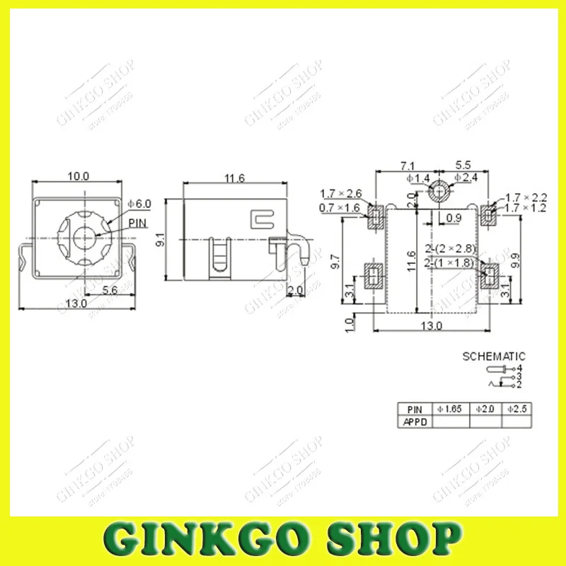 10 шт./лот DC 042 2 5 мм контактный разъем постоянного тока Разъем для Asus A52 A53 K52 K53 U52 X52
