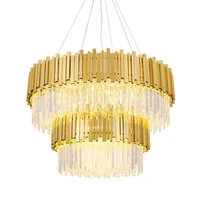 jmmxiuz luxury modern crystal chandelier double layers gold hanging luminaires living room foyer led crystal chandeliers