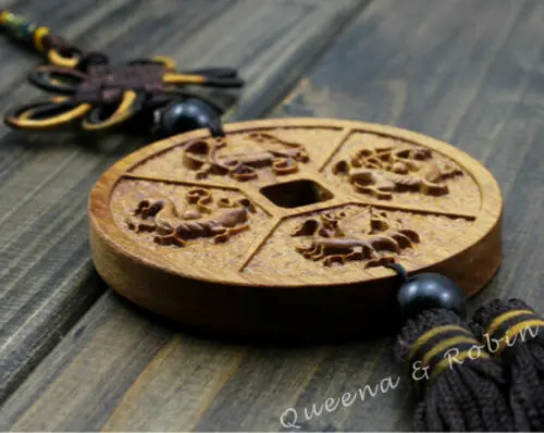 Китайский фэн шуй геомантия четыре Бог Дракон узел резьба по дереву