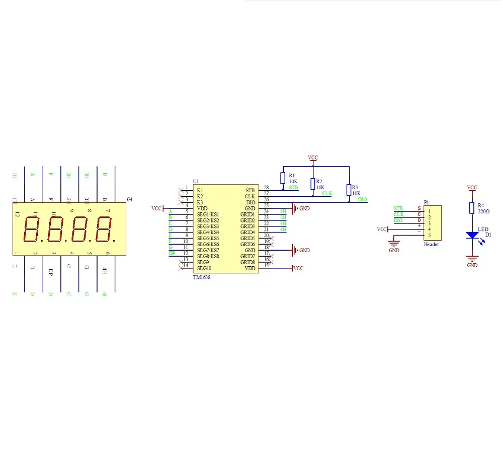 Adeept Новинка TM1638 LED 4 разрядный 7 сегментный цифровой светодиодный дисплей модуль