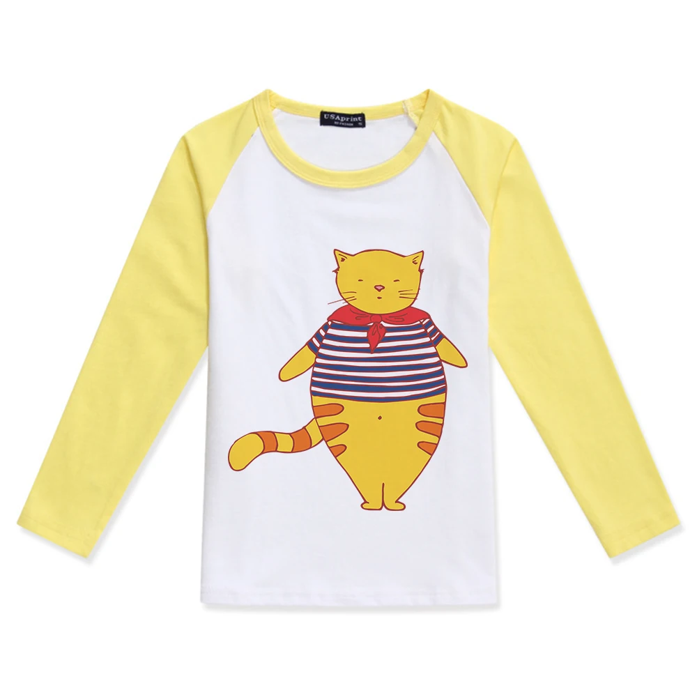 

Fashion Boy T-Shirt Cotton Kids T Shirt Top Printed Children Clothing Girls Long Sleeve Tshirt Funny Cat Printing Child Tshirts