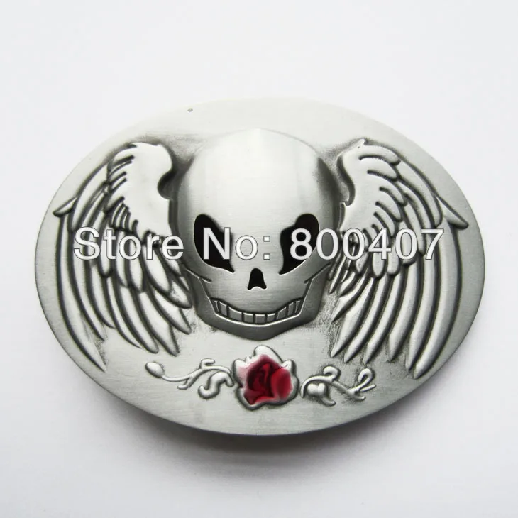 Розничная продажа пряжка ремня с черепом крыльями ангела Женская Бесплатная