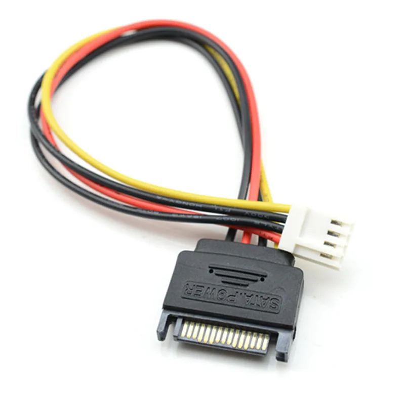 SATA 15Pin папа к 4Pin женский FDD Гибкий адаптер Жесткий диск кабель