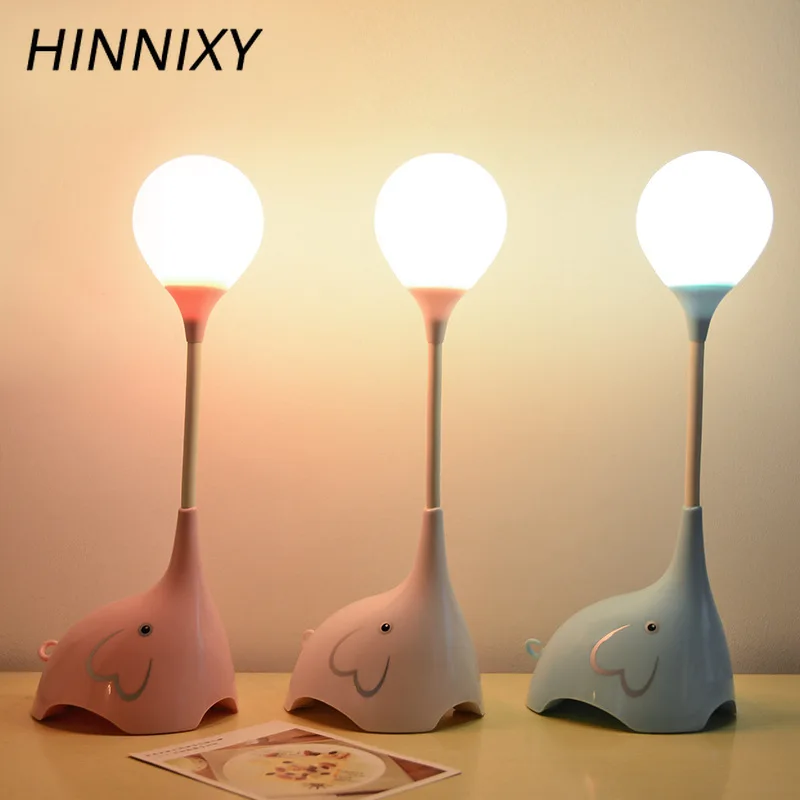 Hinnixy Настольная лампа с изображением слона белого синего розового цвета
