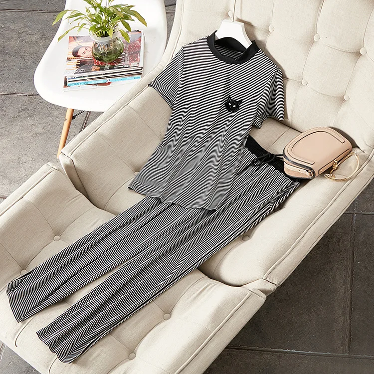 Уникальный дизайн 2 шт./компл. женский укороченный топ и широкие брюки Модный