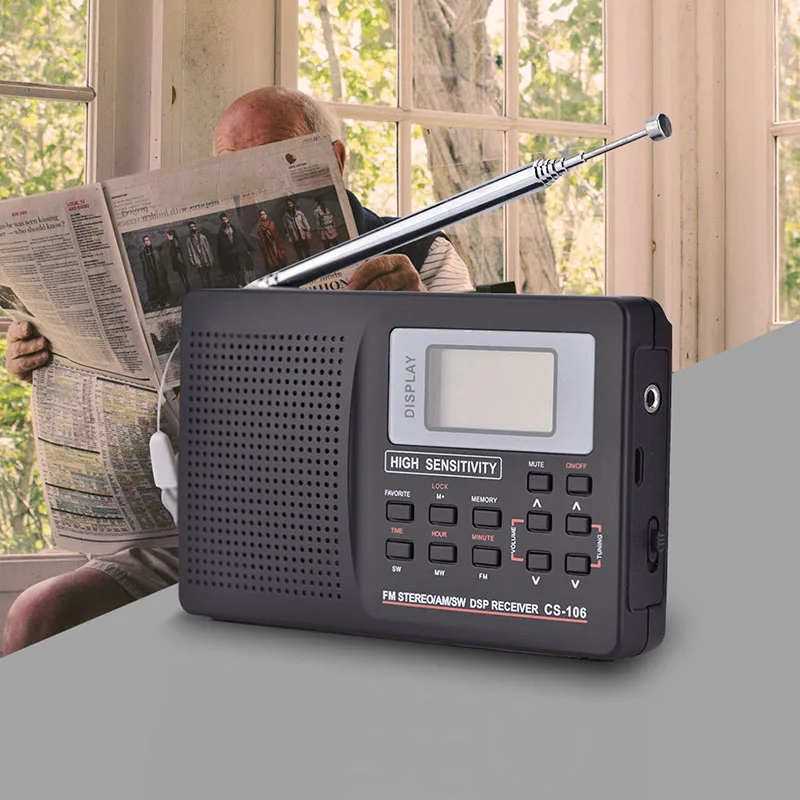 Портативный цифровой мир Полнодиапазонный радиоприемник АМ/FM/SW/MW/LW радио с