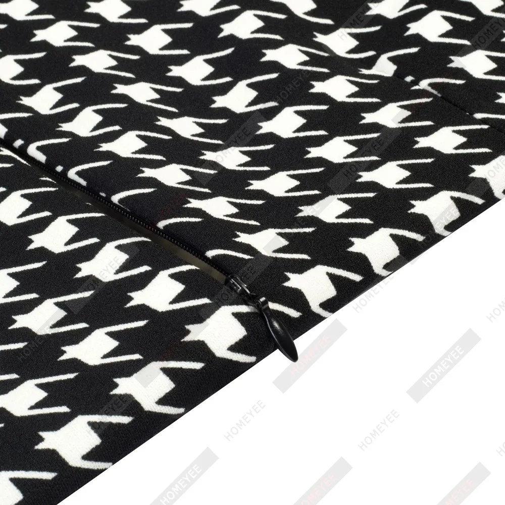 Women Elegant Houndstooth office lady Dress Casual Fitted sheath bodycon Pencil Dress EB543