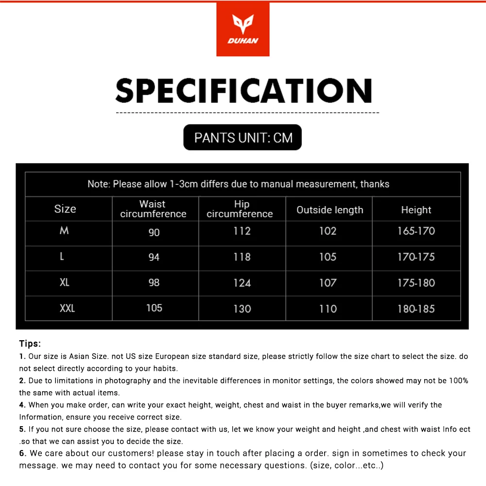 

DUHAN Motorcycle Pants MotocrossTrousers Windproof Riding Pants Motorbike Pantalon Moto Pants Protective Gear for Men