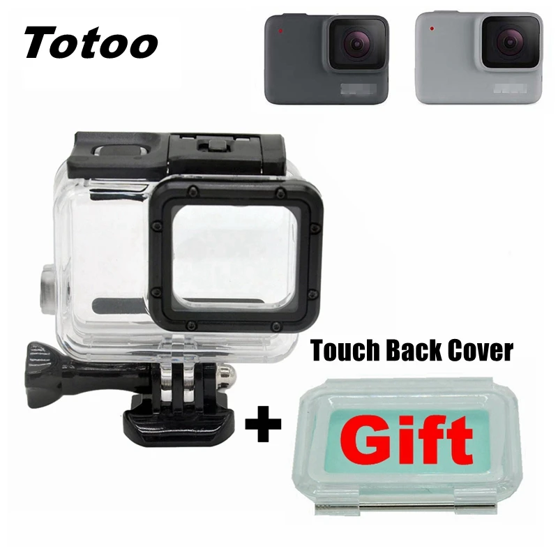 Водонепроницаемый защитный чехол для Go pro Hero7 White Hero 7 серебристый + задняя крышка