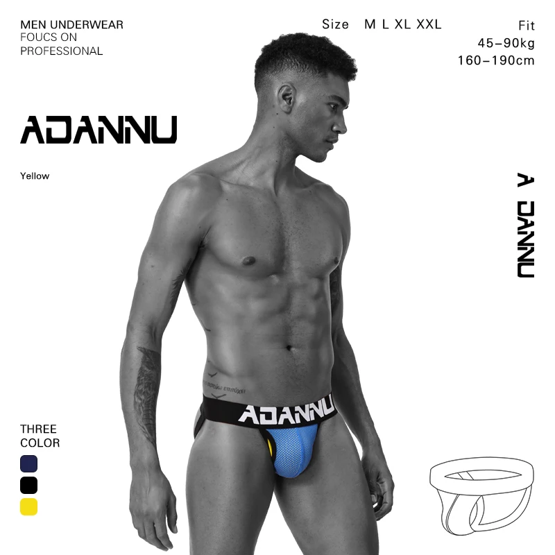 ADANNU 3 шт./лот мужское нижнее белье бандаж сексуальные стринги дышащие мужские