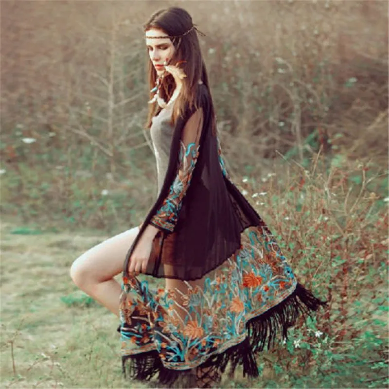 Большая распродажа! Женский кардиган с кисточками повседневный прозрачный