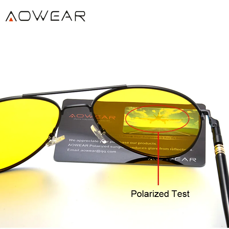 Солнцезащитные очки AOWEAR для мужчин и женщин авиаторы с поляризацией ночное