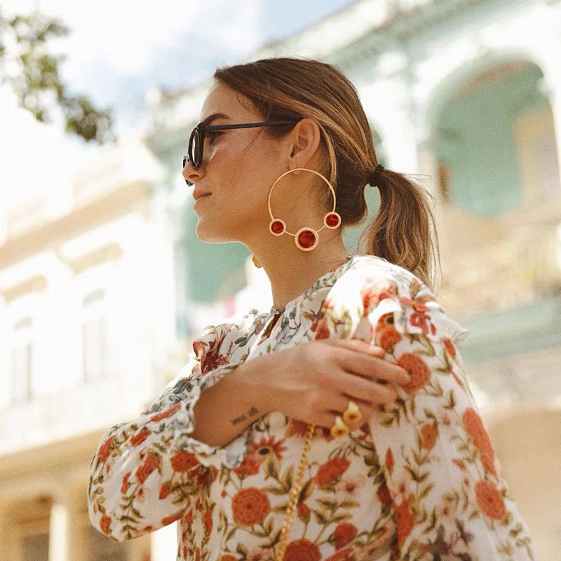 Модные большие круглые Висячие серьги для женщин 2019 элегантные геометрические в