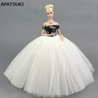 Черно-белое свадебное платье, Одежда для куклы Барби, вечерние платья принцессы, длинные платья для кукольного домика Барби