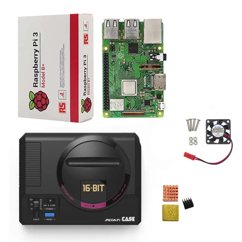 Retroflag megapi чехол + Raspberry pi 3B (плюс) 16/SD картой памяти на 32 ГБ вентилятор теплоотвод 5V
