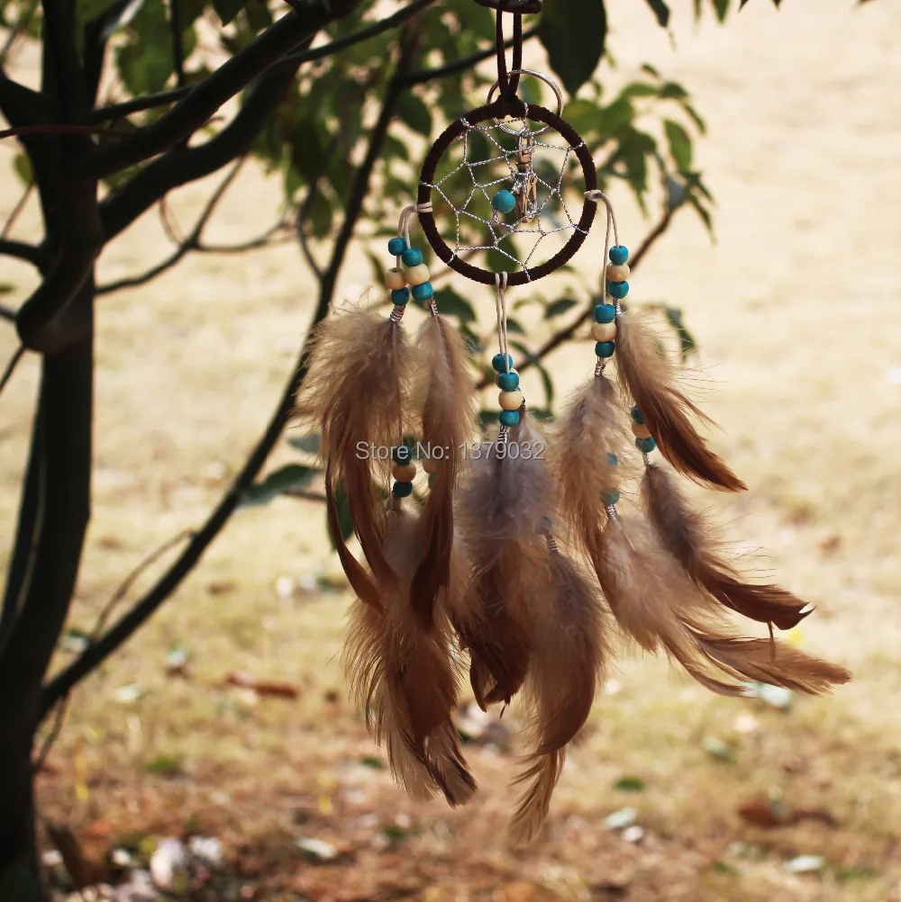 

New fashion originality Hot Brown Dreamcatcher Wind Chimes Indian Style Skull Feather Pendant dream Catcher Gift