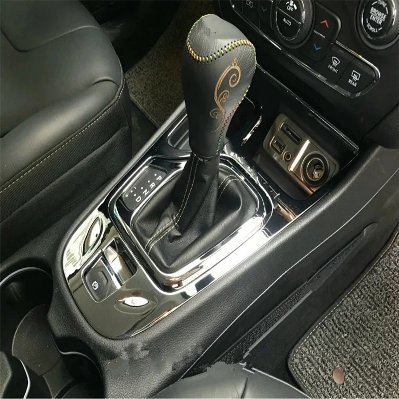 

WELKINRY car auto cover styling For Jeep Cherokee 2014 2015 2016 2017 ABS chrome stick gear shift level base pedestal frame trim