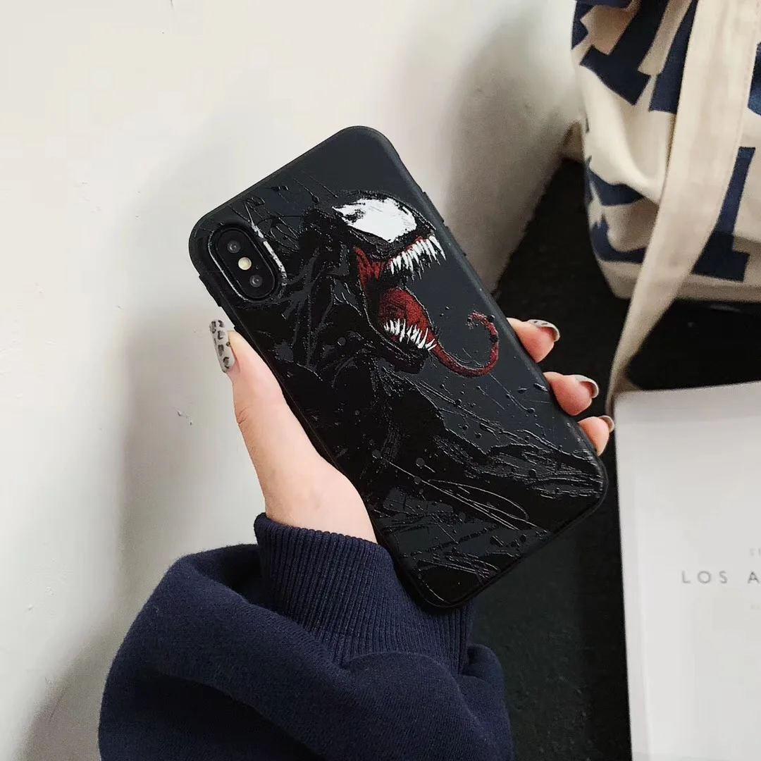Popular American comic venom soft silicone case for iphone 6 7 6S 7plus 8 8plus XR XSMax Marvel 3D rescue phone Super Hero |
