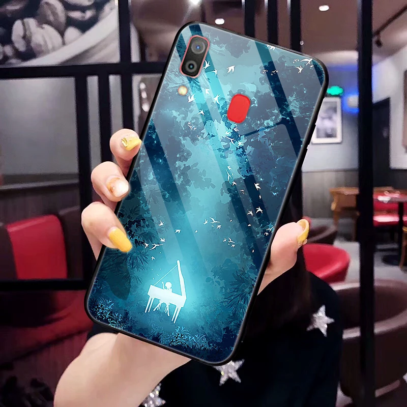 B для samsung Galaxy A30 чехол A 30 стеклянный жесткий чехол для телефона s для samsung Galaxy A30 чехол A20 Мягкий Бампер закаленное покрытие 6,4