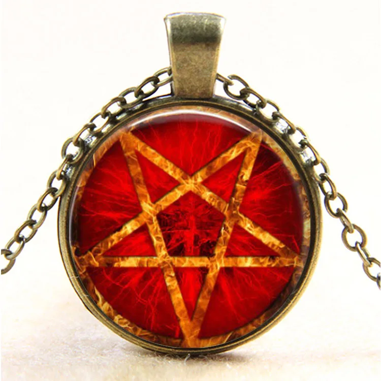 Ожерелье со стеклянной подвеской в виде дракона винтажное бронзовое