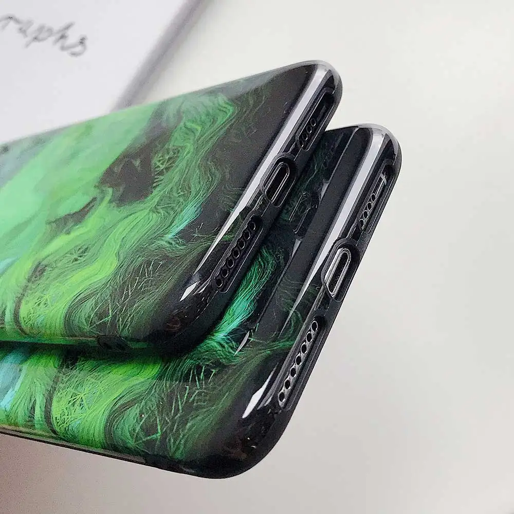 Мягкий чехол для телефона Boucho iphone 8plus XR XS MAX X Psychedelic зеленый 6 6S 7 8 Plus модный