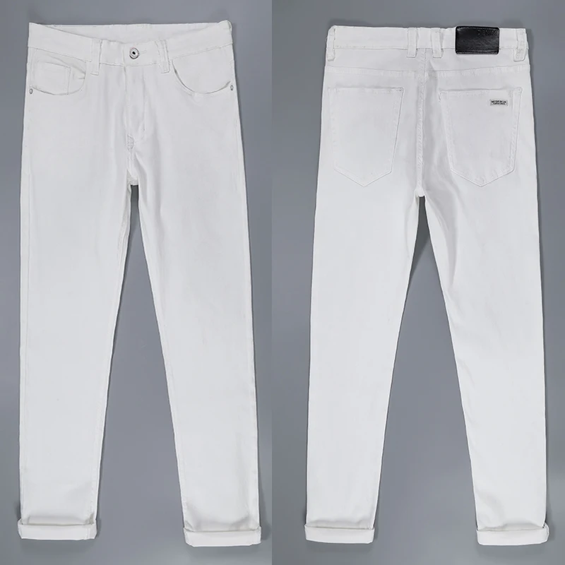 

Brother Wang Men's Clothing White Slim Jeans 2020 Autumn New Pants Classic Style High Quality ElasticTrousers Male Brand