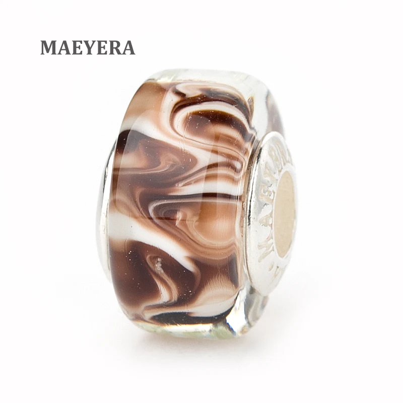 MAEYERA ювелирные изделия настоящее S925 ядро лампворк бусины черные муранские