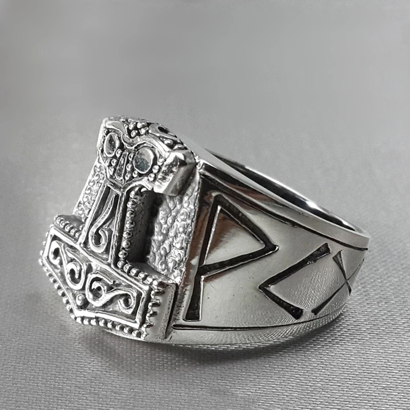 Викинг Тор Mjolnir кольца hammer Мужская нордическая Руна серебряного цвета из