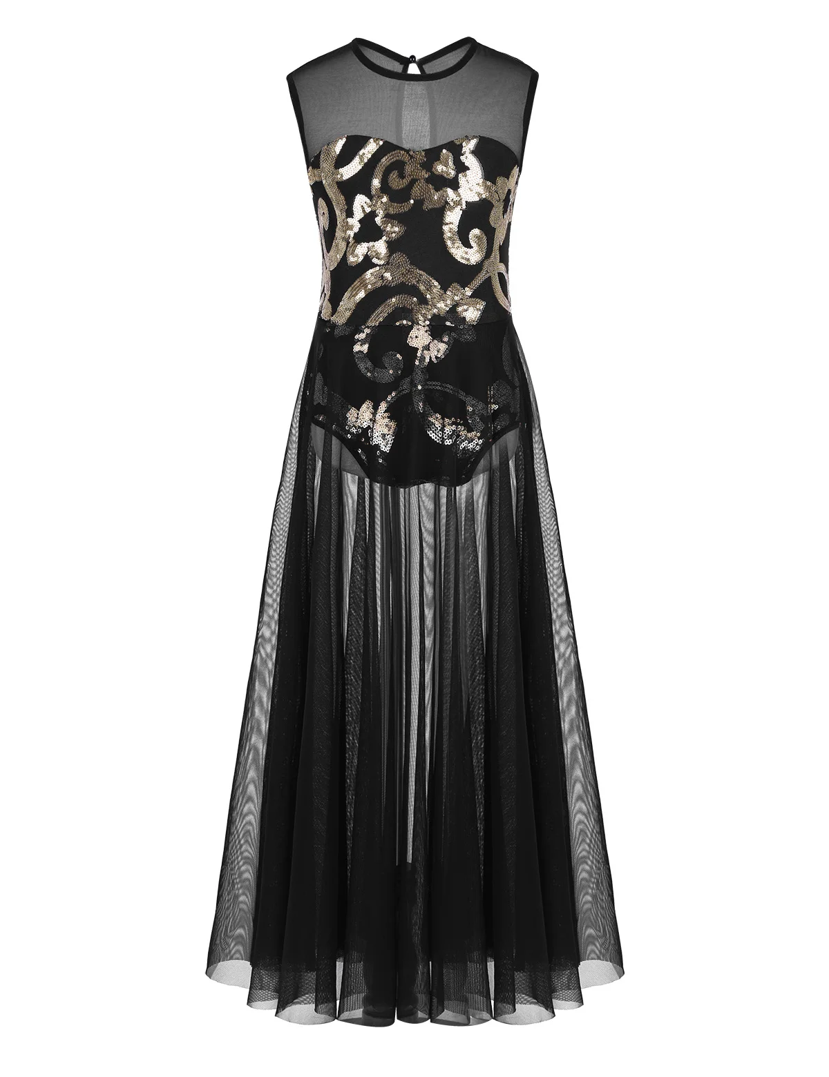 Kids Girls Sequin Latin Dance Dress Ballet Leotards for Girls Dance Costume Sleeveless Gatsby Ballerina Dancewear Ballroom Dress - Цвет: Black