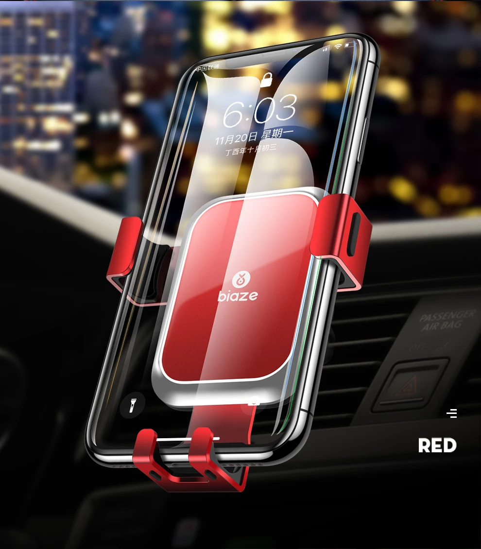 Автомобильный держатель Biaze из закаленного стекла для iPhone X XS, samsung, держатель для мобильного телефона, 360 градусов, gps, крепление на вентиляционное отверстие, автомобильный держатель для телефона