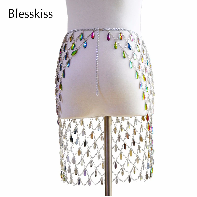 Blesskiss стразы, бриллиантовое пляжное платье, накидка для женщин, бикини, одежда для плавания, купальный костюм, Кристальные аксессуары для бикини, цепочка для плавания, юбка
