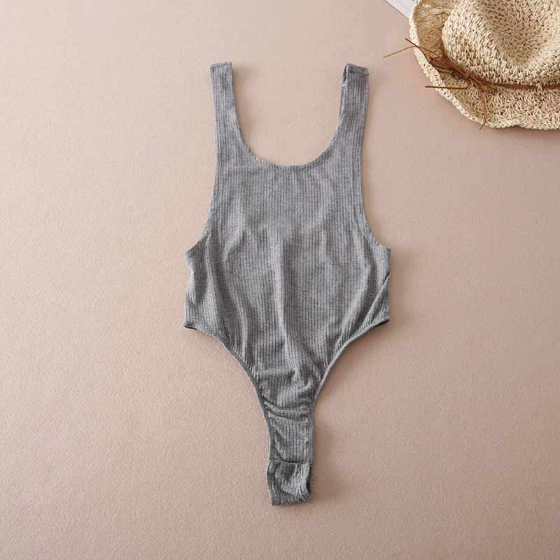 Сексуальный u-образный вырез Летний Эластичный женский комбинезон с открытой