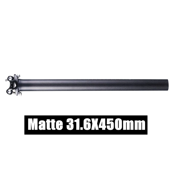 Matte 31.6X450mm Без логотипа матовый/глянцевый черный труба из углеродистого волокна 3 K из углеродного волокна для велосипеда стойка сиденья для горного велосипеда/Шоссейный велосипед Подседельный штырь 27,2/30,8/31,6*350/400/450 мм Велоспорт Запчасти - Цвет: Matte 31.6X450mm