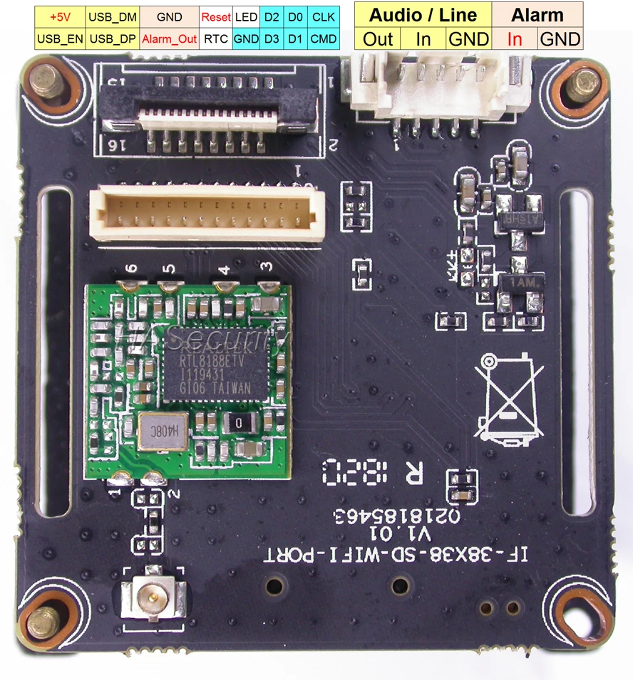 Wi Fi H.265 / H.264 1/2.7 &quotих помощью простым движением SC2235 CMOS + Hi3516E V100 CCTV IP камера Модуль