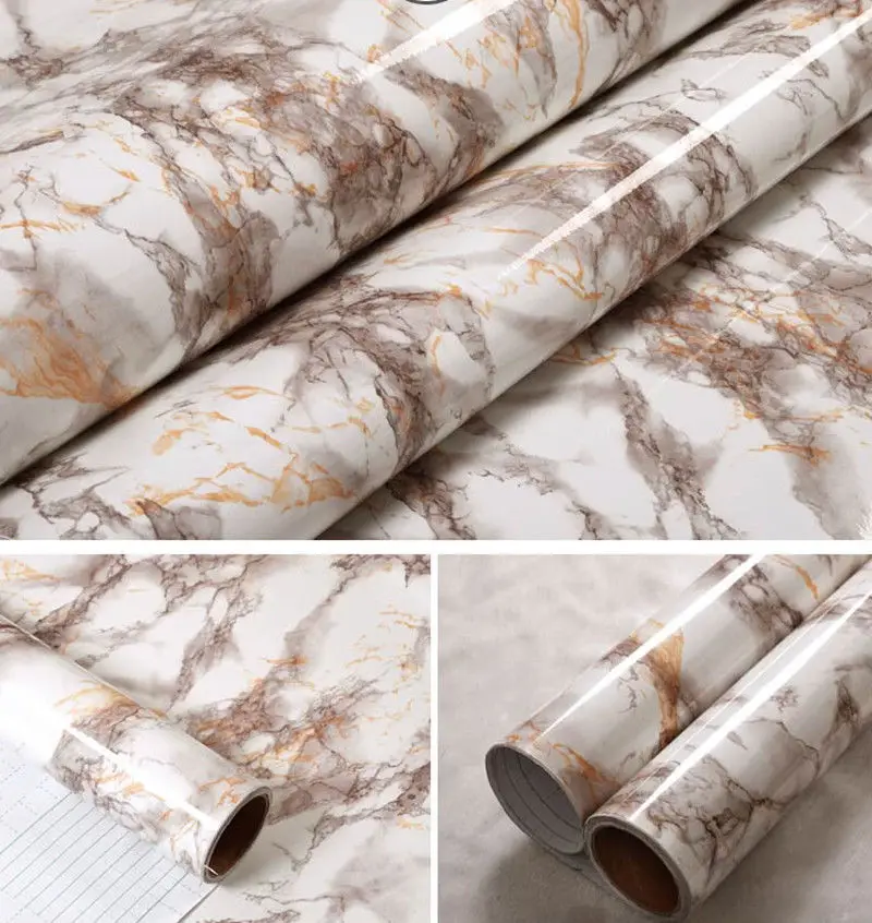 Водонепроницаемые самоклеящиеся обои из ПВХ с имитацией мрамора 1 22x0 5 м|Наклейки