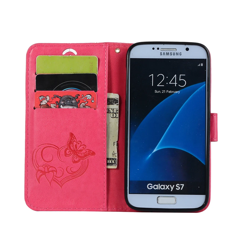 Coque Мода флип чехол для samsung Galaxy S7 искусственная кожа + силикон бумажник задняя