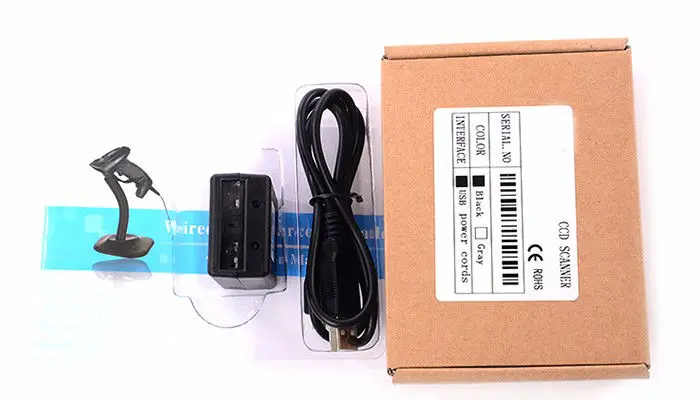 Портативный Проводной 1D CCD сканер штрих кода с мини usb фиксированным креплением