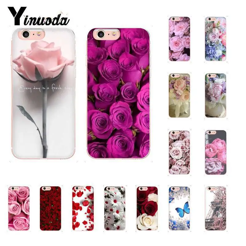 Yinuoda Elegante Rosa Roxo no Vaso Мягкий силиконовый чехол для телефона iPhone 8 7 6 6S Plus X XS MAX 5 5S SE XR 10