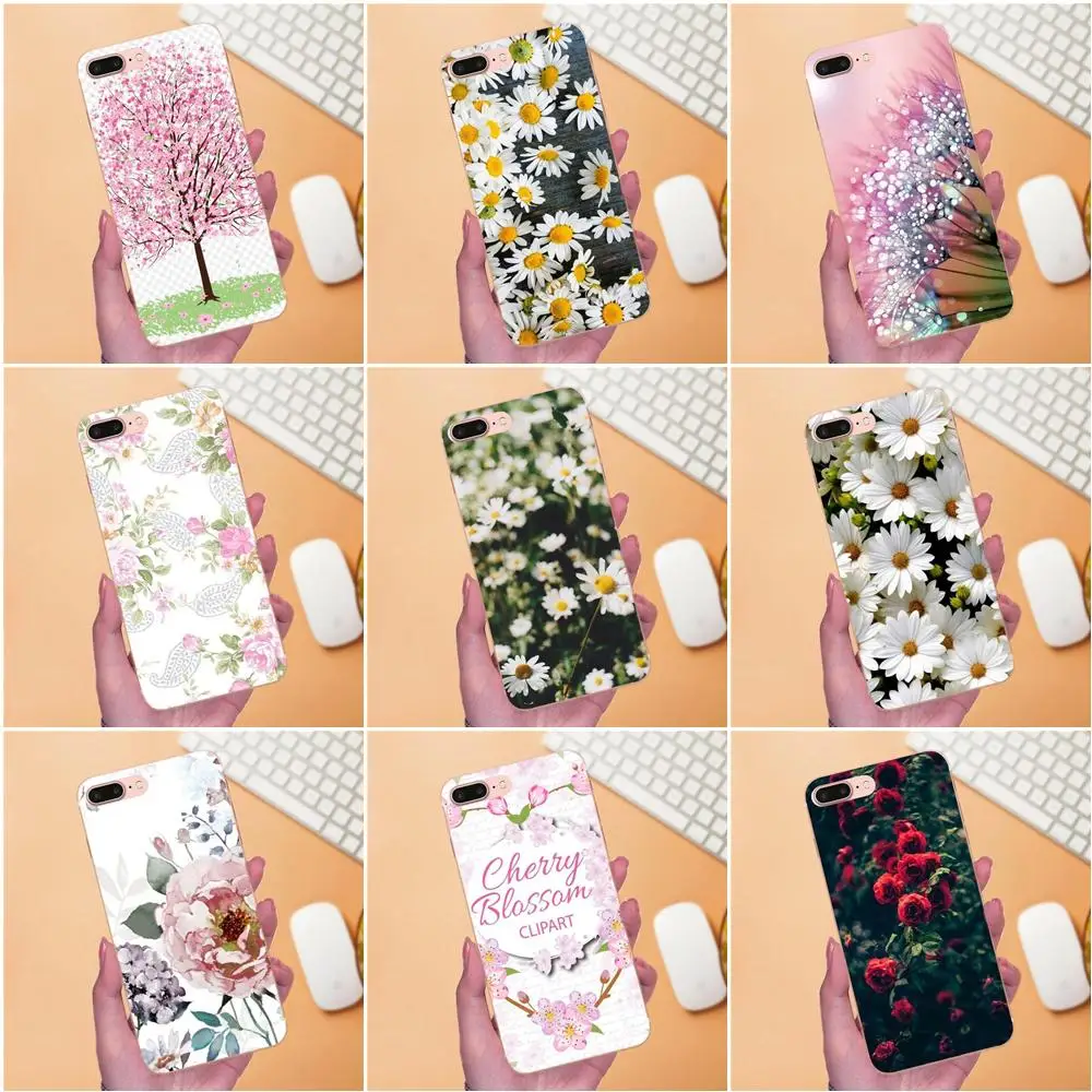 Ромашка с цветком вишни для Huawei Honor 4C 5A 5C 5X 6 6C 6A 6X 7 7X 8 9 V8 V10 Y3II Y5II Y6II G8 P7 Play
