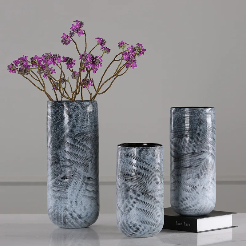

Simple Line Frosted Creative Glass Vase Crafts Home Living Room Study Retro Decorative Glass Ornaments