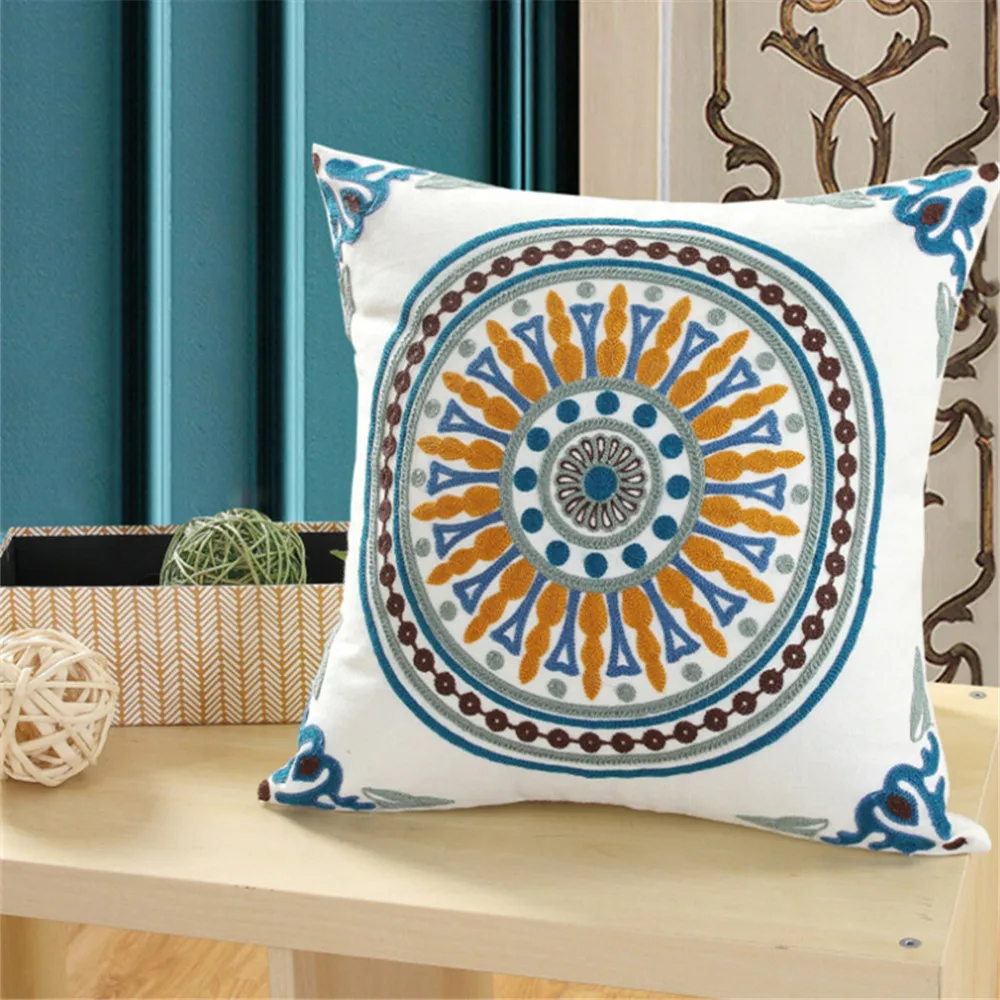 Колесо круг узор вышивки хлопок белье чехлы геометрические наволочка для диван