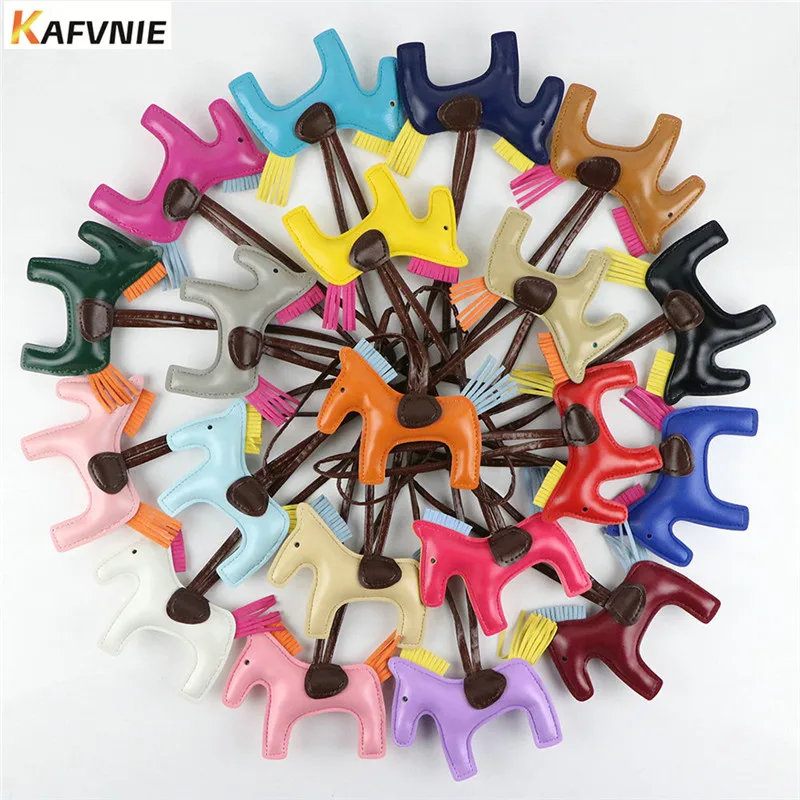 

KAFVNIE PU Leather Horse Keychain Famous Handmade Animal Key Chain Women Bag Charm Pendant Accessories Fashion Jewelry