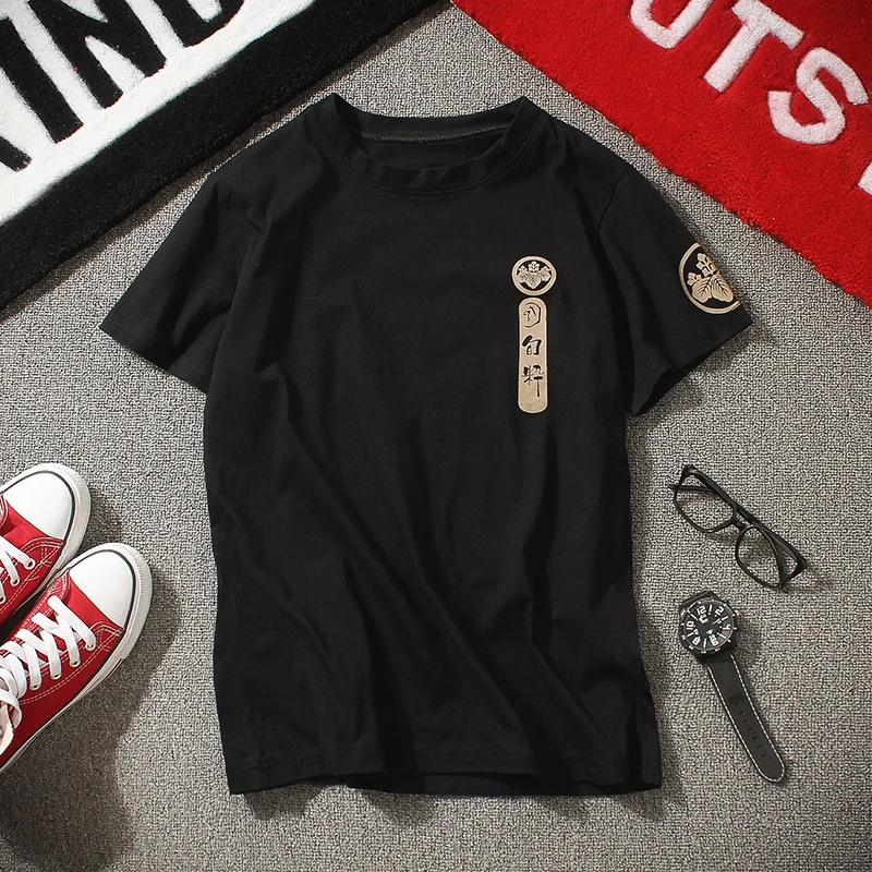 

Men Japanese Oversized T-shirt Summer Harajuku Printed Tee Tops M-5XL Vintage Loose O-Neck Short Sleeve High Street 906-A182