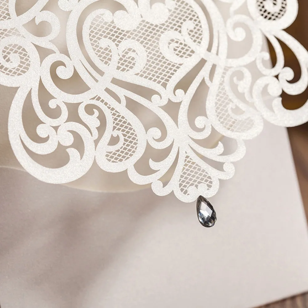 WISHMADE белая Золотая лазерная резка свадебные пригласительные открытки со